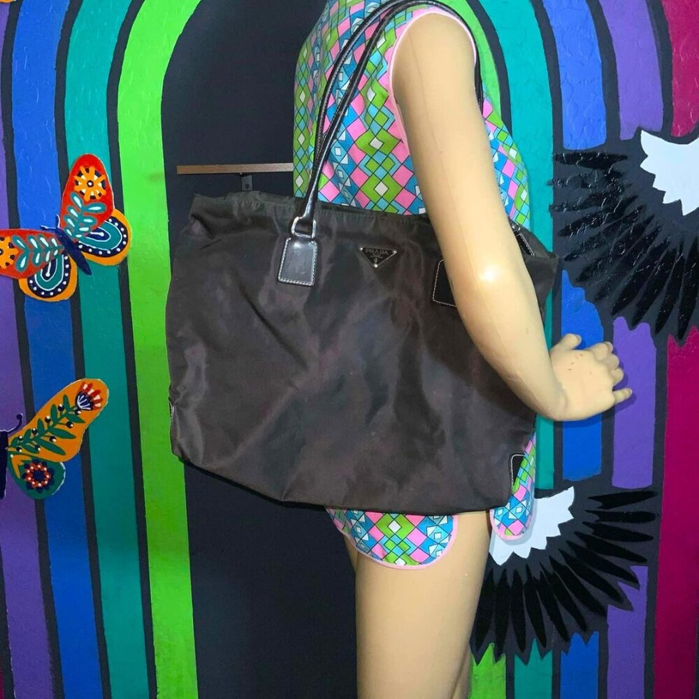 Prada Tessuto Brown Nylon Tote Bag